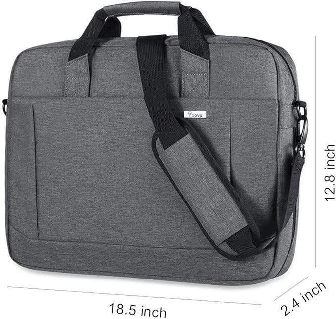 Voova Laptop Bag Case 17 17.3 Inch Computer Sleeve Messenger Bag with Shoulder Strap Expandable Waterproof Large Capacity Business Briefcase for Work Travel Fit 17-18” Laptop, Men Women, Gray