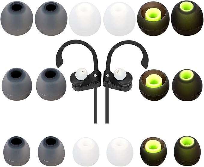 Earbud Tips Ear Bud Tips Soft Anti Slip Washable and Reusable Silicone Replacement Earbud Tips Fit Most in-Ear Earbuds(Inner Hole 3.8mm -5.1mm) 18pcs S M L