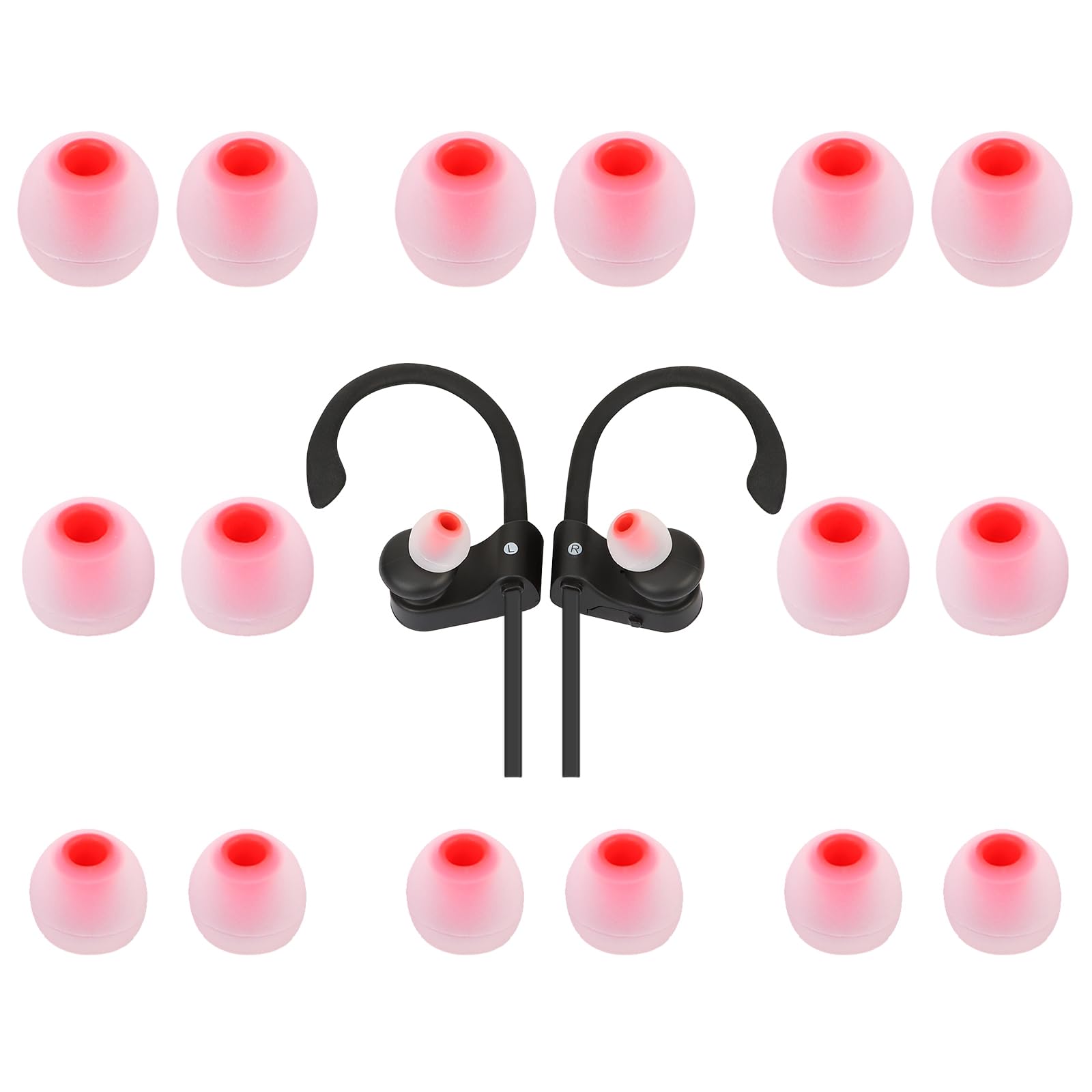 TSZYYM Earbud Tips Ear Bud Tips Soft Anti Slip Washable and Reusable Silicone Replacement Earbud Tips Fit Most in-Ear Earbuds(Inner Hole 3.8mm -5.1mm) 18pcs S M L