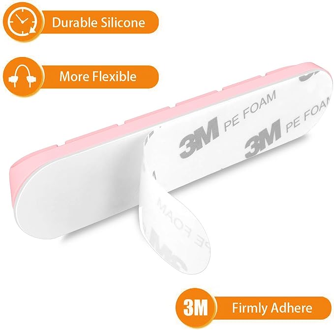 Pink Desk Cable Organizer - 5 Pack (7-5-3-1-1 Slots) Cord Clips for Cord Management, Cleans Up Messy Wires at Home, Car and Office