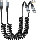 USB C to C Cable 3ft 2Pack Coiled USB C Charger Cable for Car Type C Fast Charging Cable for iPhone 16/15/Plus/Pro/Pro Max/Samsung Galaxy S23