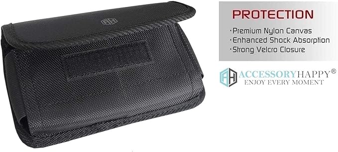 AH Military Grade Nylon Cell Phone Pouch - Clip Holder for Belt Loop, Fits iPhone 13/14 Max/Pro, S20 Plus, Otterbox (Large)