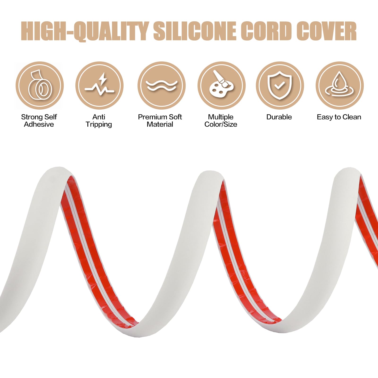 Floor Cord Cover Cable Cavity Self Adhesive Cord Hider Floor 10FT Floor Cable Management Power Cord Protector Floor Electric Cord Covers for Offices, Gym, Exhibitions (Beige, 1.18" x 10')