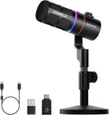 EJoy D10 PRO(D) Wireless USB Gaming Microphone – RGB Dynamic Mic with Wired/Wireless Modes, XLR/USB-C, Real-Time Monitoring, 45H Battery, Studio Mic for Gaming, Streaming, Podcast, Recording (Black)