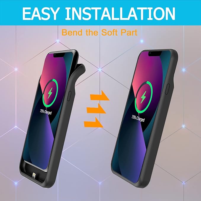 Battery Case for iPhone 12 Pro/ 12 , Upgraded 10000mAh Rechargeable Portable Extended Battery Pack Supported Qi Wireless Charging Case Compatible with iPhone 12 Pro/12 (6.1 inch) Charger Case (Black)