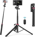ULANZI MT-78 Extendable Phone Tripod, Metal 72.83" Selfie Stick Camera Tripod Stand with 2 in 1 Phone Clip, 360° Ball Head Camera Tripod with Cold Shoe for iPhone Sony Canon, Lightweight for Travel