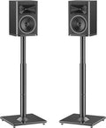 MOUNTUP Universal Speaker Stands Pair 28.3" to 37.4" Height Adjustable Floor Speaker Stands, Holds Bookshelf & Satellite Speaker Large Speaker, Up to 22LBS Cable Concealing 9.8" Plate Black MU9132-L