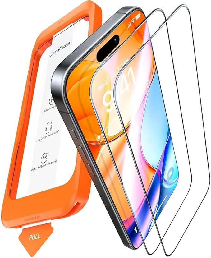 UltraGlass Unbreak TOP 9H+ Glass for iPhone 14 Pro Screen Protector [12FT Military Grade Shatterproof & Longest Durable] Screen Protector 14 Pro Tempered Glass, Anti-fingerprint, 2 Packs