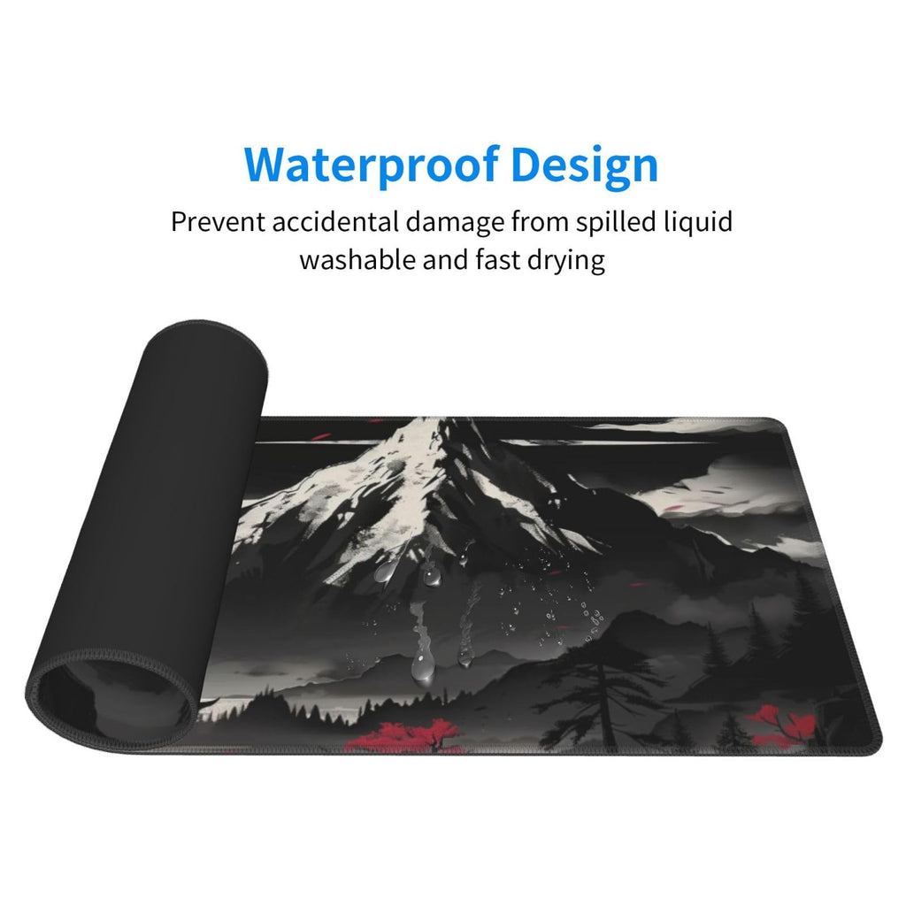 Extended Gaming Mouse Pad, Large Desk Mat XL Anime Mouse Pad Waterproof with Stitched Edges, Non-Slip Desktop Pad for Home and Office, Level Up Your 31.5x11.8 Inch (Snow Mountain)