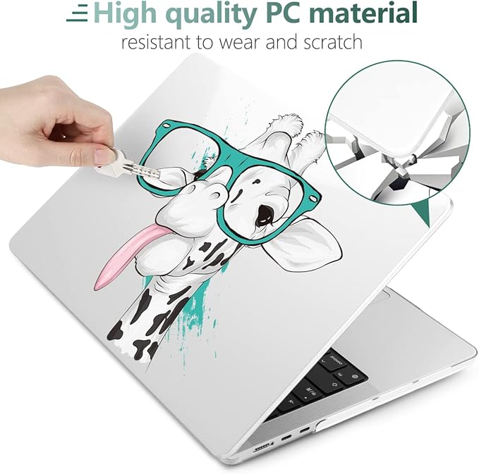 MEEgoodo Case for MacBook Air M4/M3/M2 13.6 inch 2025 2024 2022, Fit Model A3240 A3113 A2681, Compatible with MacBook Air 13 inch, Laptop Hard Shell Case with Keyboard Cover, Funny Giraffe