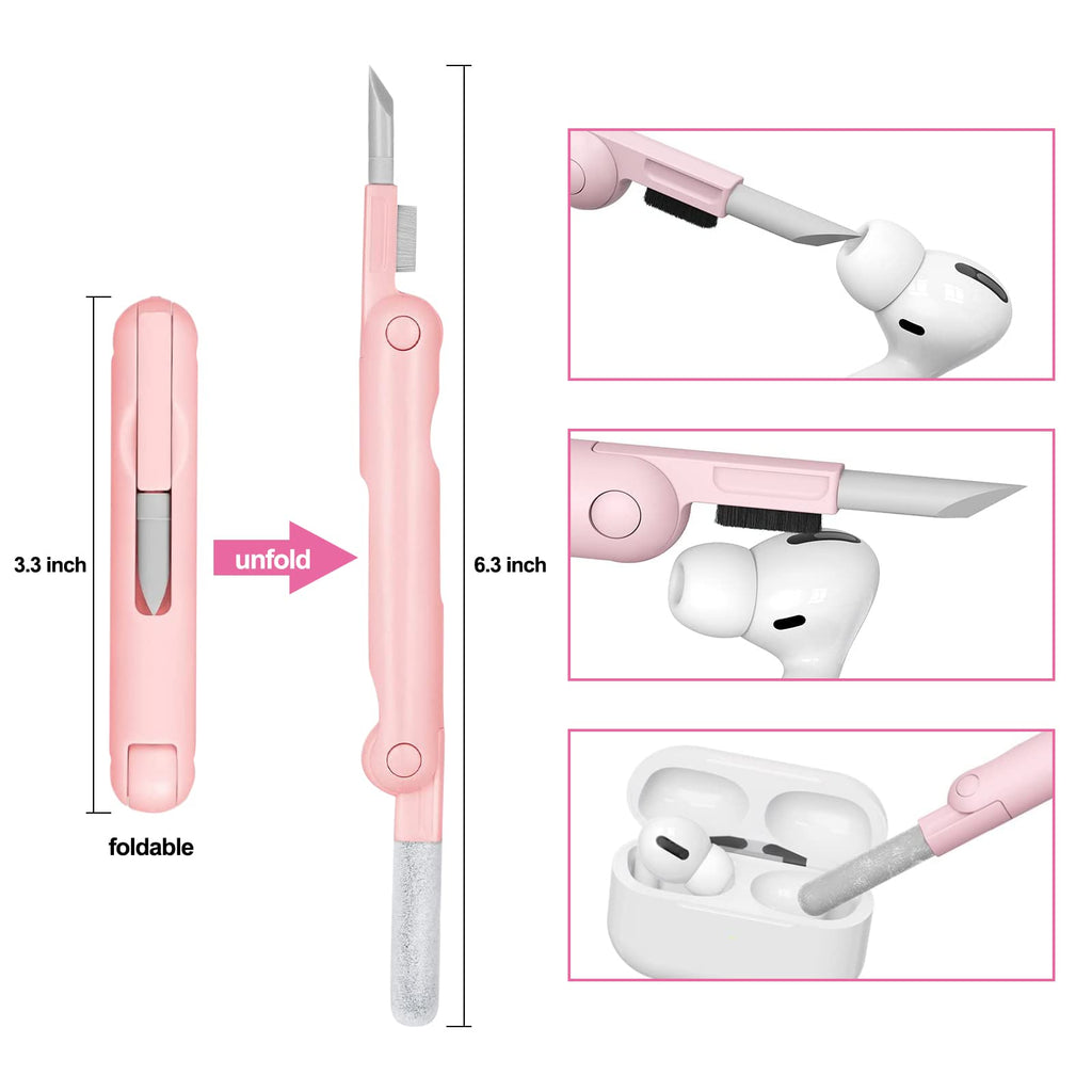 7-in-1 Electronic Cleaner Kit,Keyboard Cleaner,Laptop Cleaner Kit for Monitor, Cell Phone, Headset, Lego, Laptop Camera Lens (Pink)