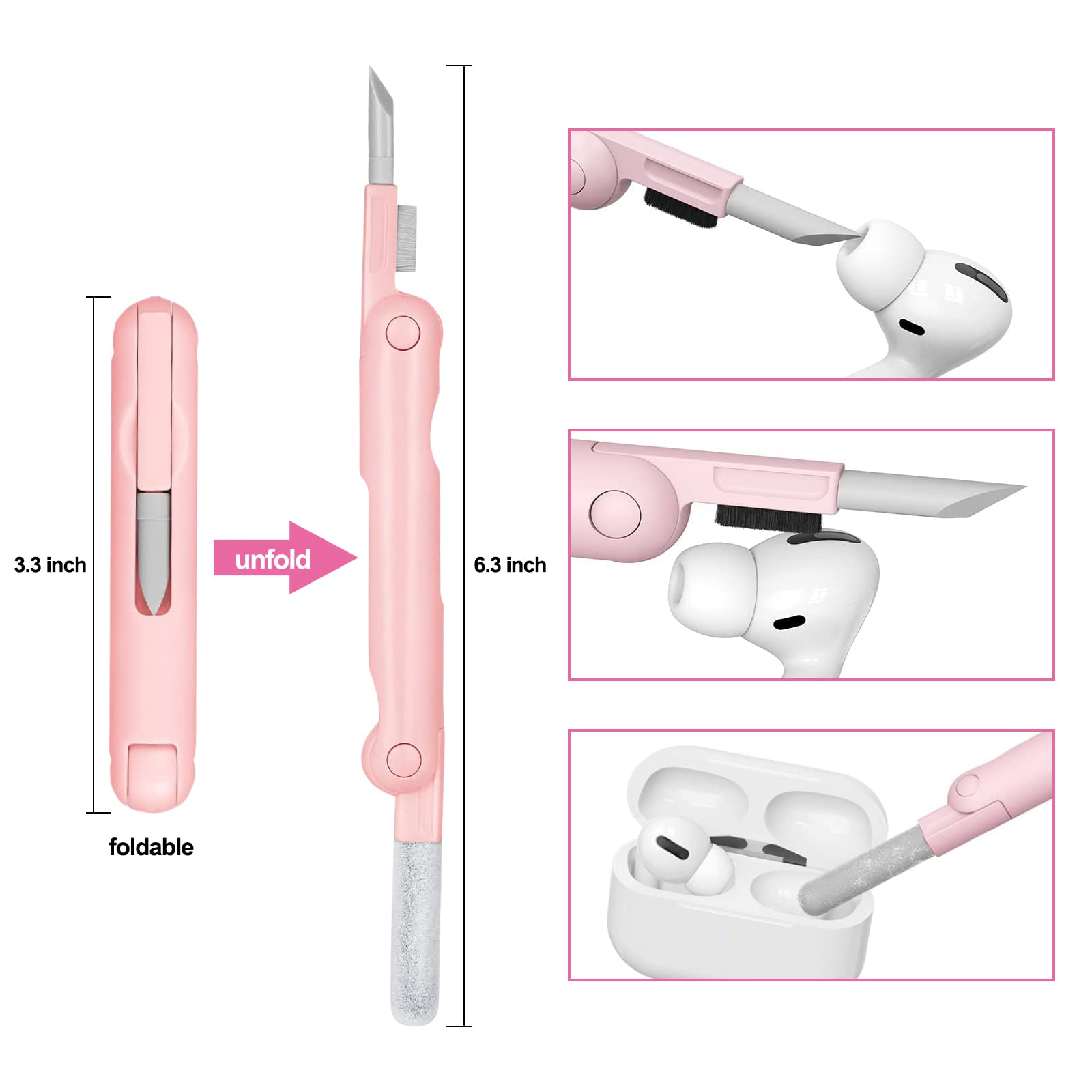 7-in-1 Electronic Cleaner Kit,Keyboard Cleaner,Laptop Cleaner Kit for Monitor, Cell Phone, Headset, Lego, Laptop Camera Lens (Pink)