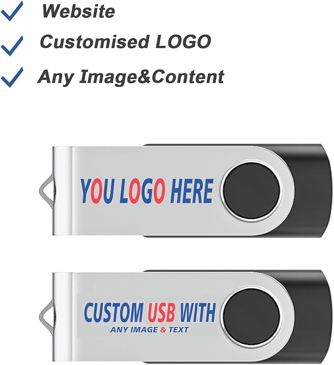 Personalized Flash Drives 8GB, Wooolken Customizable USB 2.0 Thumb Drives 10/20/50/100 Pack, Logo Memory Stick Custom Flash Drive Engraved Logo (Mixcolors)