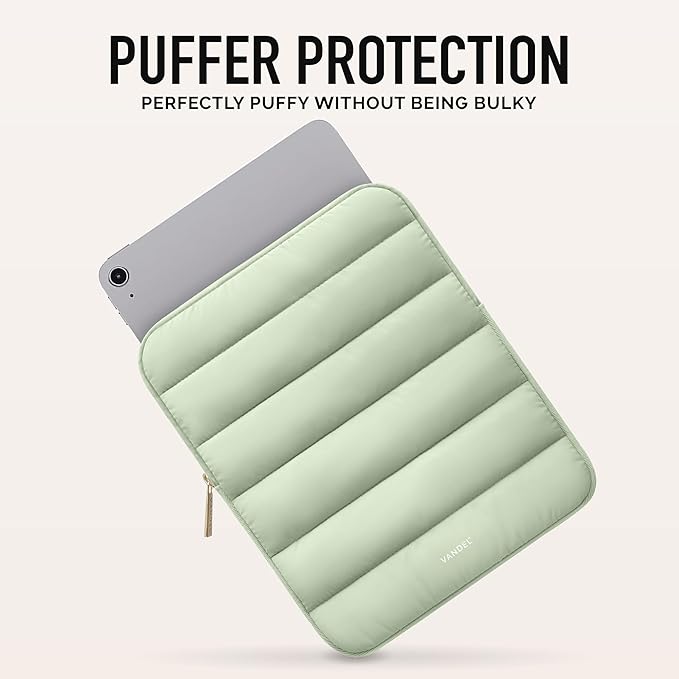 Vandel - The Original Puffy iPad Sleeve 9-11 Inch Tablet Sleeve, Green i Pad Case for Women and Men, Cute iPad Air Pouch, 9 10 Inch, 11 Inch Bag