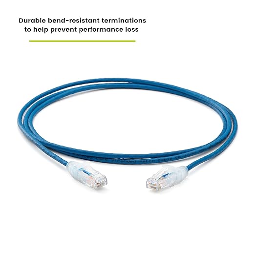 TRUECABLE Cat6 Component Rated Patch Cable, Unshielded (U/UTP), 7ft, Blue, 28AWG Solid Copper, Snagless 10G High-Speed Ethernet Cable, PoE++ 4PPoE 100W, UL Listed, RoHS-3, 1 Pack
