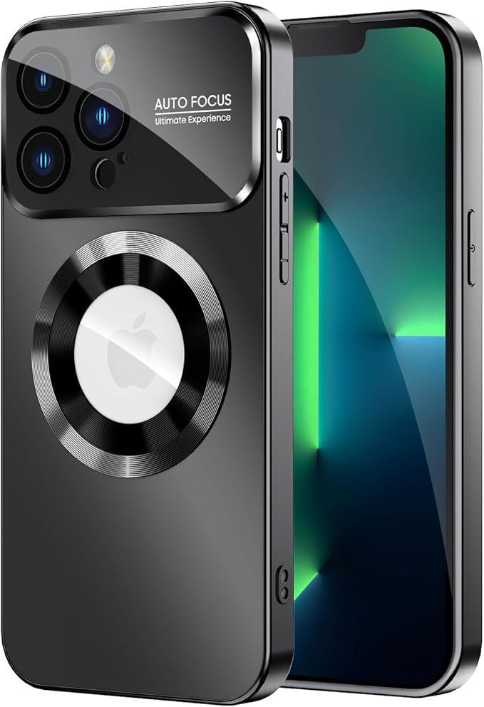 Magnetic for iPhone 13 Pro Case, Built-in Camera Lens Protector, Compatible with MagSafe, Logo View, Military Grade Protective Phone Cover, Black