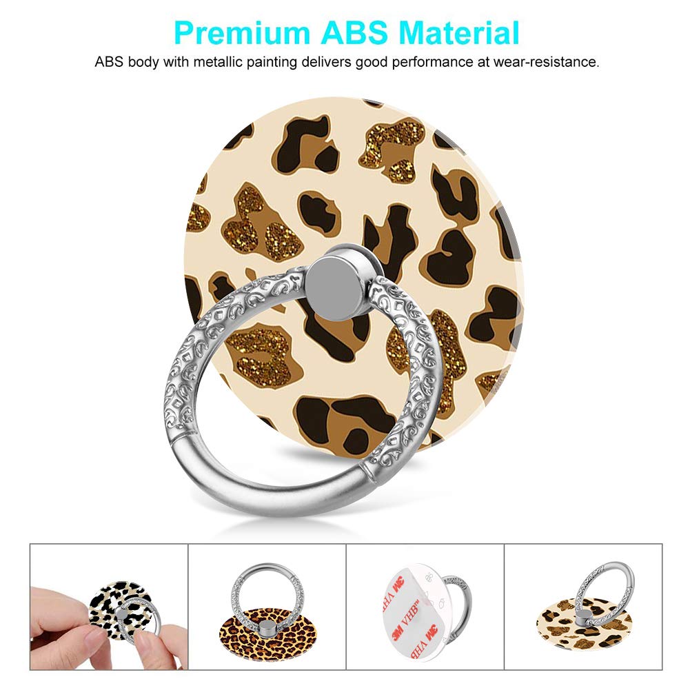 Bonoma Cell Phone Ring Holder,3-Pack 360 Degree Rotating Leopards