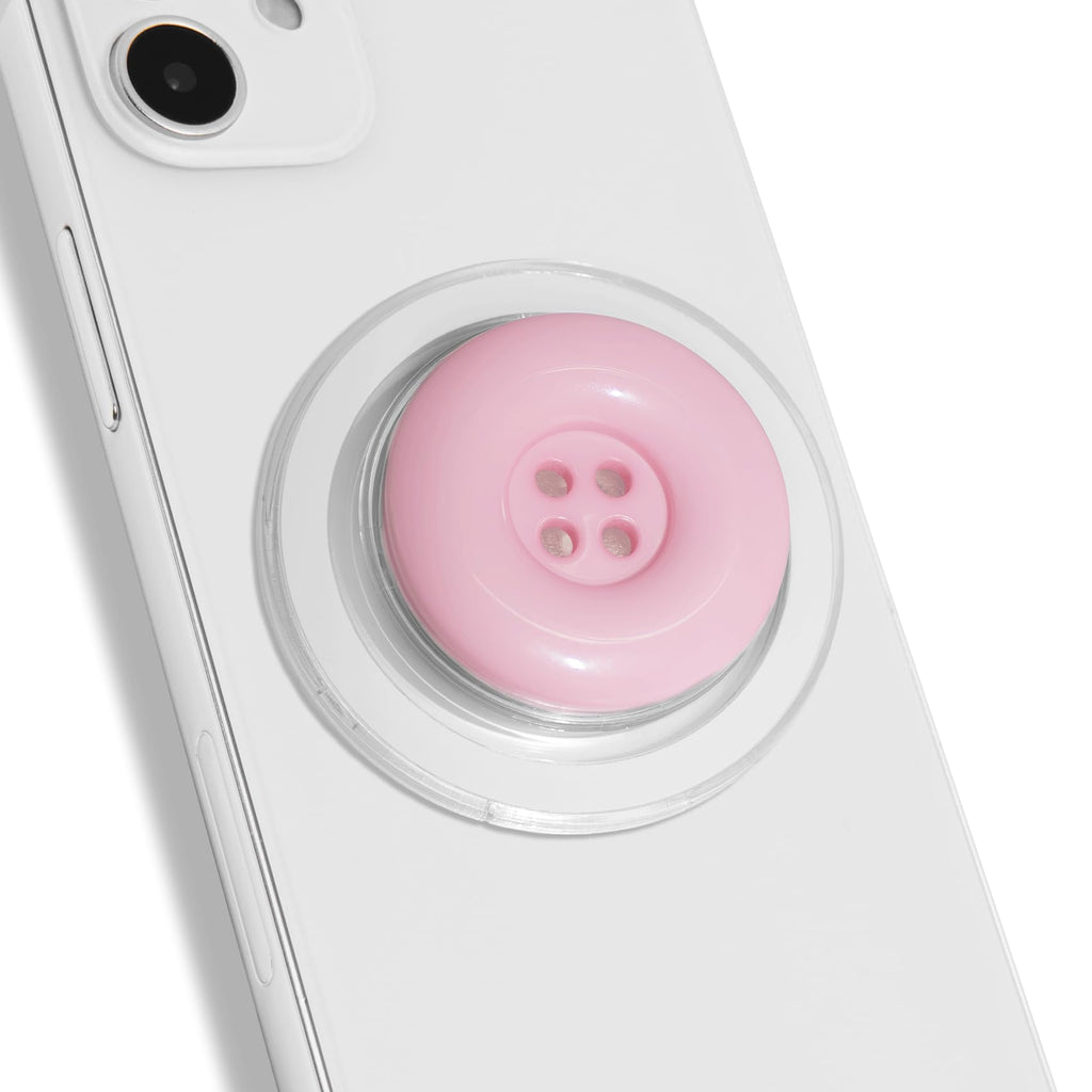 Solid Color Button Phone Grip – Minimalist Design, Durable and Lightweight, Grip and Stand for Smartphones (Baby Pink, Magnetic Type)