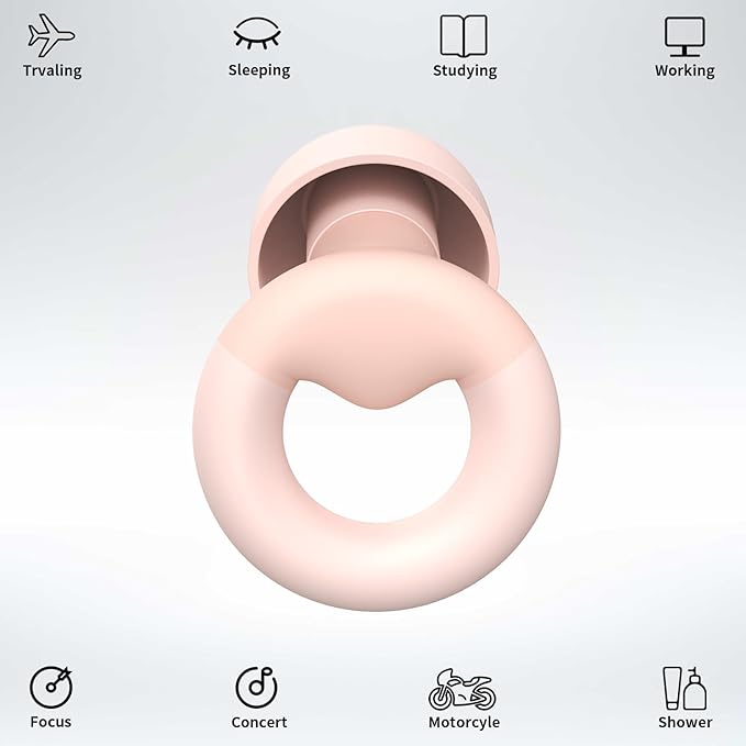 Soft Silicone Earplugs for Sleeping & Noise Reduction - 7 Pairs Ear Tips & One Connection Cord - Reusable Earplugs for Concert, Work & Sound Reduction 25dB-30db