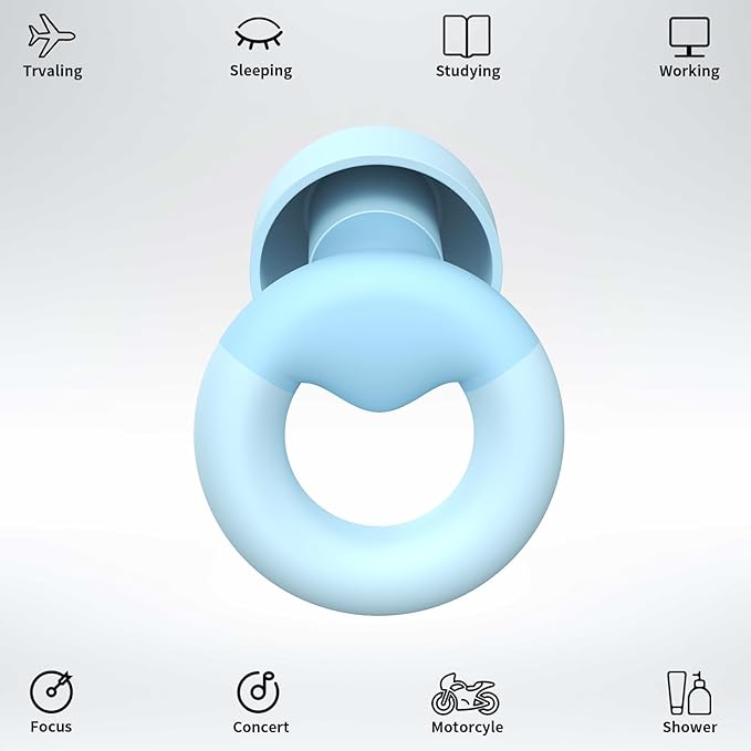 Soft Silicone Earplugs for Sleeping & Noise Reduction - 7 Pairs Ear Tips & One Connection Cord - Reusable Hearing Protection for Concert, Work & Sound Reduction 25dB-30db
