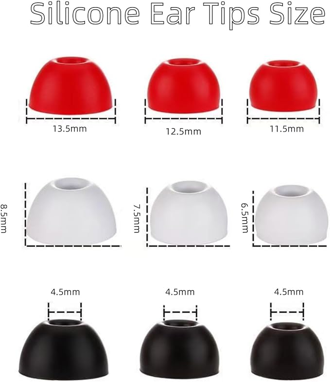 Replacement Ear Tips for Beats Fit Pro, Beats Studio Buds+, Beats Studio Buds, Beats Solo Buds Silicone Earbuds Washable Noise Isolation, Fit in The Charging Case, 6 Pairs S/M/L (White)