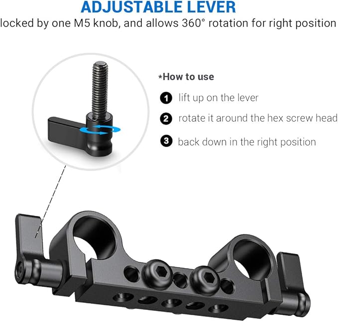 SmallRig Super Lightweight Railblock, 15mm Rod Clamp with 1/4"-20 Thread for Sony, Canon and Other DSLR Camera Rig Shoulder Support System - 942