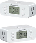 DEWENWILS 7 Day Heavy Duty Timers for Electrical Outlets, 2 Pack Dual Outlet Digital Timer, 3 Prong Programmable Light Timer for Indoor Lamp, Light, Fan, Pets, Home, Kitchen, Office, 125V 60Hz