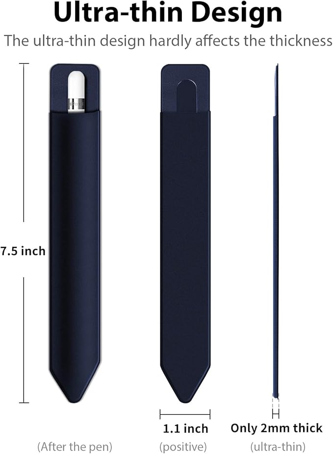 Doormoon Stylus Adhesive Pencil Holder for Apple Pencil (1st and 2nd Gen) - Compatible for iPad Pro 11/10.9/9.7 & iPad 6th 2020 Gen Cases, Blue Blue