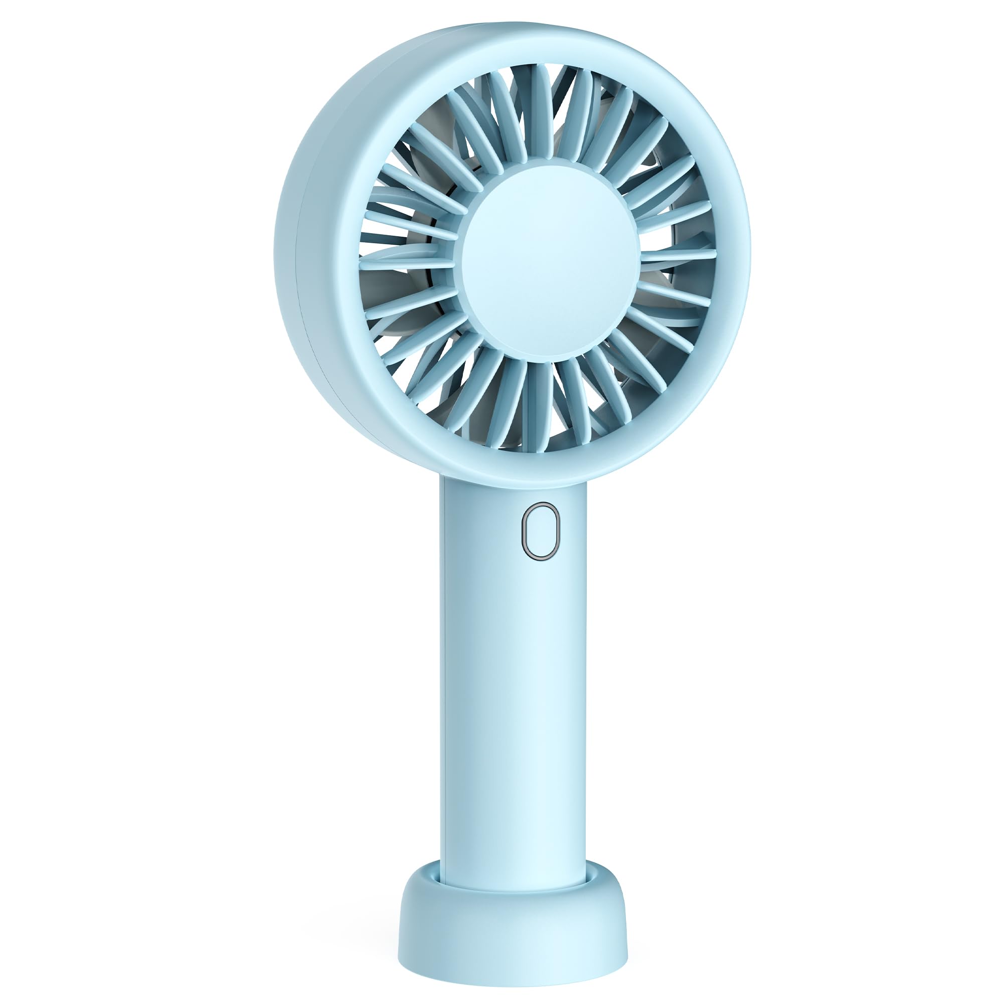 Mizong Mini Fan Portable Handheld Fan, USB Rechargeable Personal Fan with Base, 10H Long Lasting Battery Mini Pocket Cooling Fan for Desktop Travel Outdoor Vacation Concert Lash Makeup Use