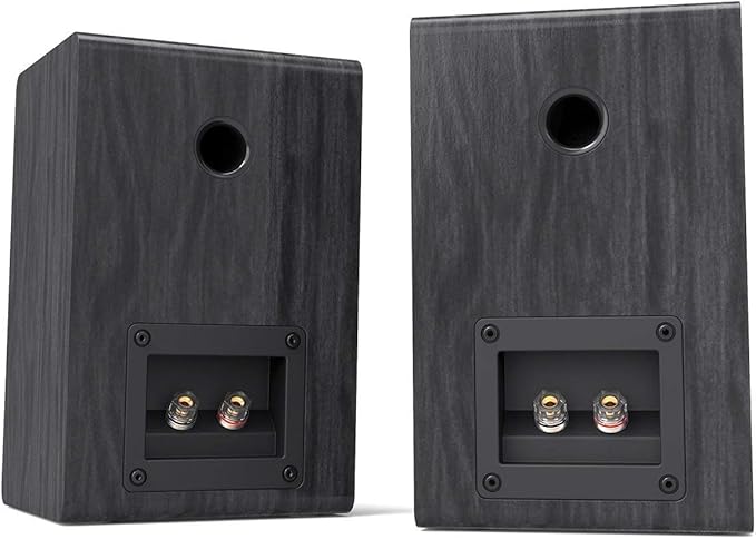 LONPOO Passive Bookshelf Speakers, 75W x 2 Classic Wooden Near Field Monitors with 4-Inch Carbon Fiber Woofer &1-Inch Silk Domed Tweeter 2-Way Loudspeakers,Amplifier Required (Not Inlcuded)
