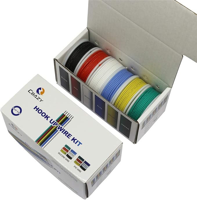 CBAZY™ Hook up Wire Kit (Stranded Wire Kit) 26 Gauge Flexible Silicone Rubber Electric Wire 6 Colors 32.8 feet Each 26 AWG