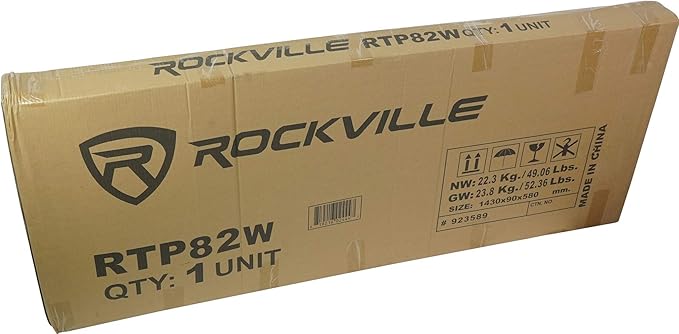 Rockville RTP82W 8 ft Adjustable Totem Light Stand, White & Black Scrims, Carry Bags, 35mm Speaker Adapter, Steel, Portable for DJs & Event Lighting