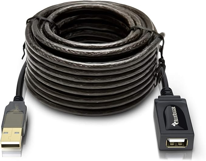 BlueRigger USB Extension Cable (32FT/10M, Long Active USB2.0 Extender, Male to Female Repeater, Data Transfer Cord)- for Game Consoles, Printer, Camera, Keyboard, Hard Drives