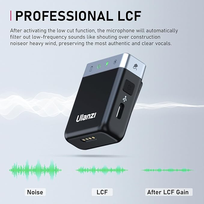 ULANZI AM18 Wireless Lavalier Microphone, Compact Mini Lapel Mic with 200m/656ft Range, Noise Cancellation, 20H Battery for DSLR Cameras, iPhone, Android, Live Streaming, Video