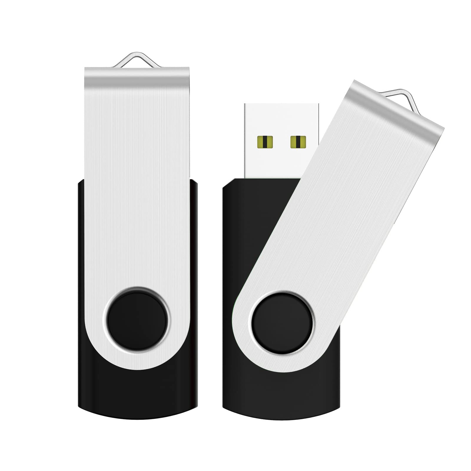 JUANWE 64GB USB Flash Drive 2 Packs, 2.0 Thumb Drive Foldable USB Storage Flash Drive Memory Stick with Lanyard Hole, Jump Drive Pen Drive Zip Drive Portable Flashdrive for PC/Tablet/Mac/Car, Black