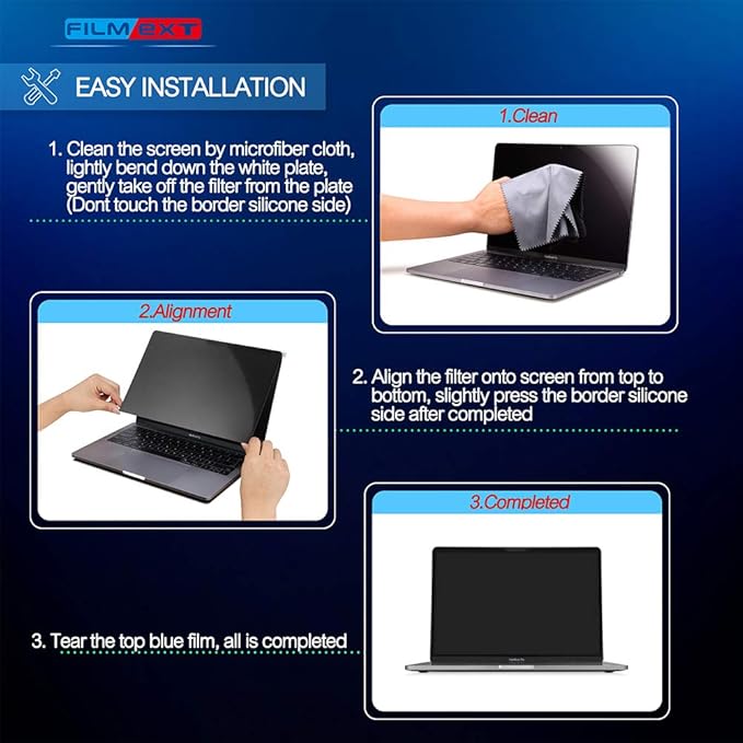 FILMEXT for Macbook Pro16 inch 2019 Removable HD Privacy Screen Protector, Bubble Free Design,Microfiber Cloth,For Macbook Pro 16 inch(2019) A2141
