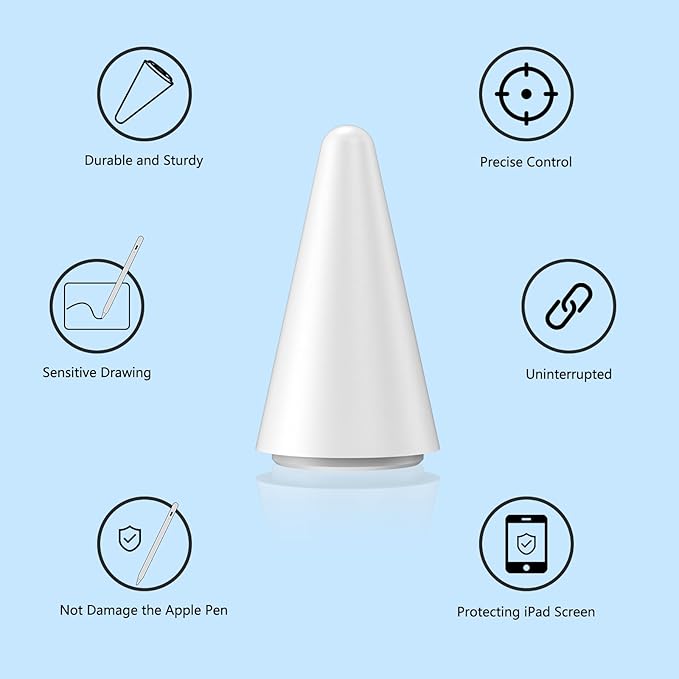 8 Pack Apple Pencil Tips, Replacement Tips Only Compatible with Our KARFUN Pencil, iPencil Nib for iPad Pencil 2018-2023, iPad 10/9/8/7/6 Gen, iPad Pro 11/12.9, iPad Air 5/4/3, iPad Mini 6/5 Gen