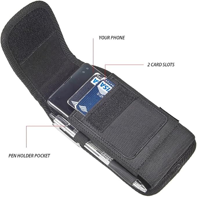 Cell Phone Holster for iPhone 17 16 15 14 13 Pro Max, 17 Air, 16 15Plus, Galaxy Z Fold 7 6 S25 S24 Ultra Plus A16 A36 5G Case with Belt Clip Belt Holder Pouch (Fits Phone with Otterbox Case on) Black
