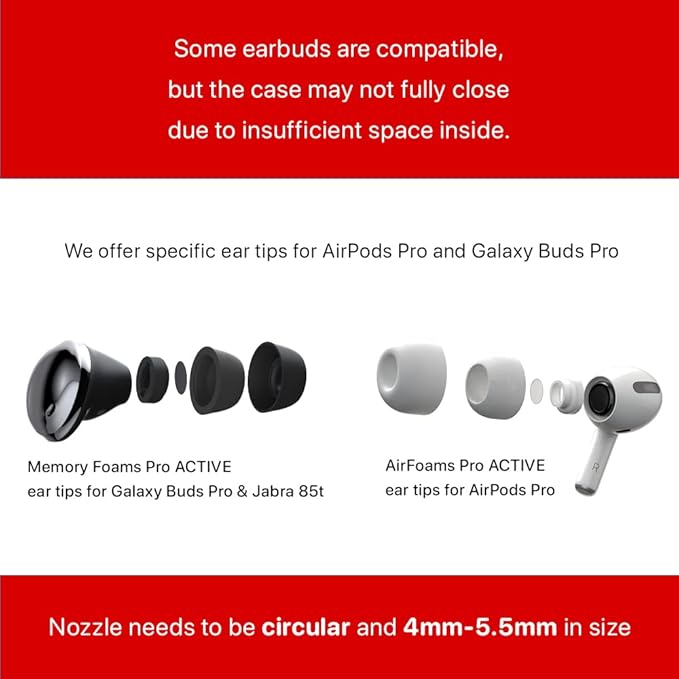 AirFoams Pro Universal Memory Foam Ear Tips with Silicone Shield Patented for Sony WF-1000XM5, WF-1000XM4, Powerbeats Pro 2, Beat Fit Pro, Beats Studio Buds Plus, Beats Flex. Replacement. (SML)