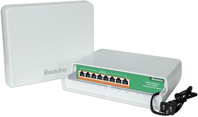 8 Port Gigabit PoE Switch Waterproof, 1000 Mbps 8 PoE+ Ports 120W, IEEE802.3af/at Power Over Ethernet Unmanaged Outdoor Network Switch, Plug & Play