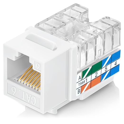 Everest 90° Angled RJ45 Cat5e Keystone Jacks 100-Pack in White - Slim Profile Female RJ45 Connectors - Cat 5e Keystone Jack - Compatible with 90° Angled Speed Termination Tool - easyJACK (B094WB91H3)