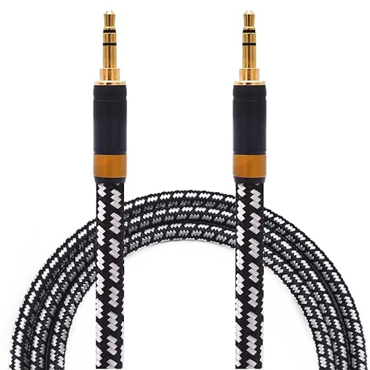 Aux Cord, Audiophile 3.5mm Stereo Audio Cable [2m (6.5 Feet), Silvered-Plated Copper core], Unbreakable and Great for Laptop, Tablets, Headphones, Cars and More.