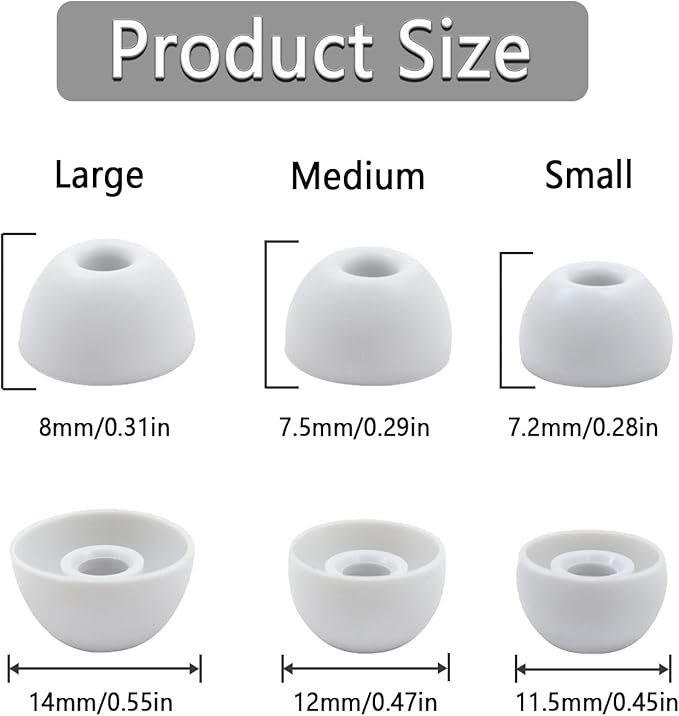 Replacement Silicone Ear Tips for Beats Fit Pro/Studio Buds/Studio Buds+ Headphone, 6 Pairs Earbuds Eartips L/M/S, Eargels Set Fit in Case, Earplug Ear Cap (Silver White)