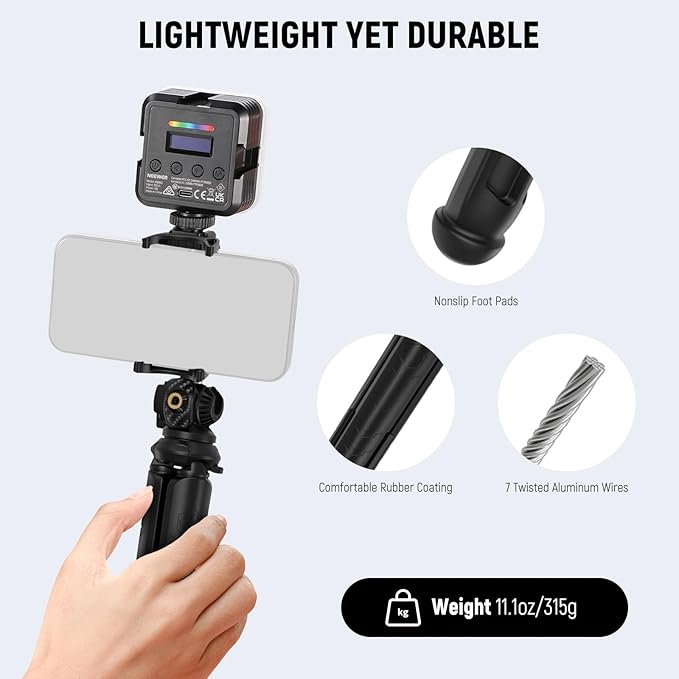 NEEWER Tripod for iPhone with Remote, Mini Flexible Phone Tripod Stand Vlog Selfie Stick with Phone Holder & Action Camera Adapter Compatible with iPhone GoPro Insta360 Samsung Digital Camera, TP35