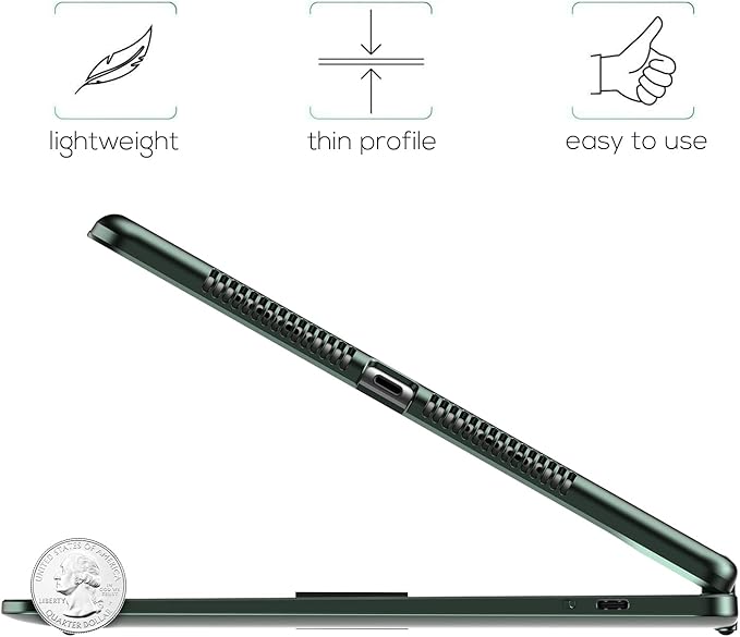 typecase Touch iPad 9th Generation Case with Keyboard (10.2", 2021), Multi-Touch Trackpad, 10 Color Backlight, 360° Rotatable, Thin & Light for iPad 8th Gen, 7th Gen, Air 3, Pro 10.5 (Midnight Green)