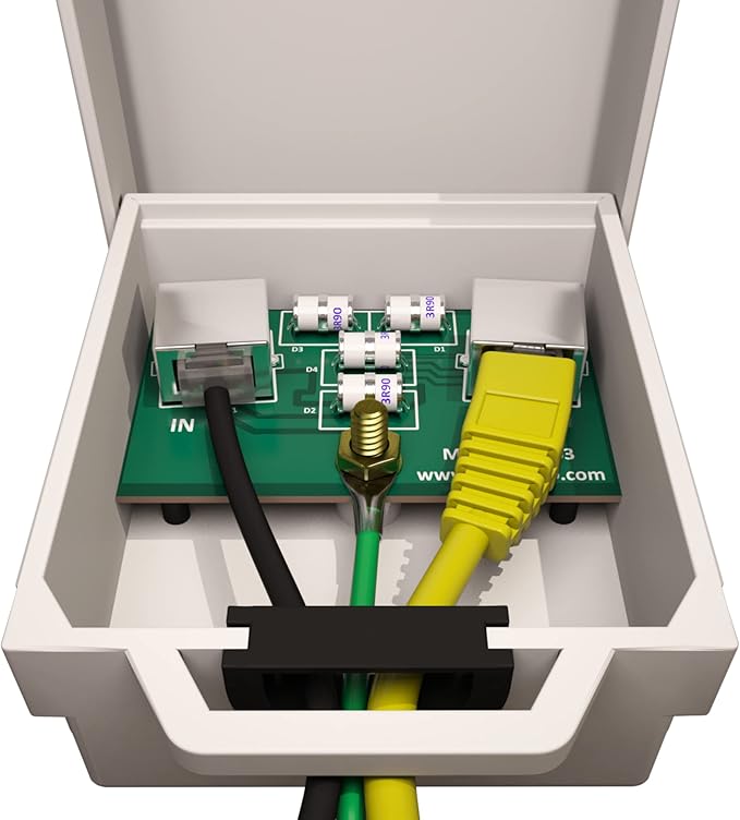 Outdoor Ethernet Surge Protector (10 Pack) PoE+ Gigabit - Gas Discharge Tube GDT -Wall Mount -RJ45 Lightning Suppressor -LAN Network CAT5/CAT6 Thunder Arrestor -GbE 1000 Mbps Protection- Tupavco TP303