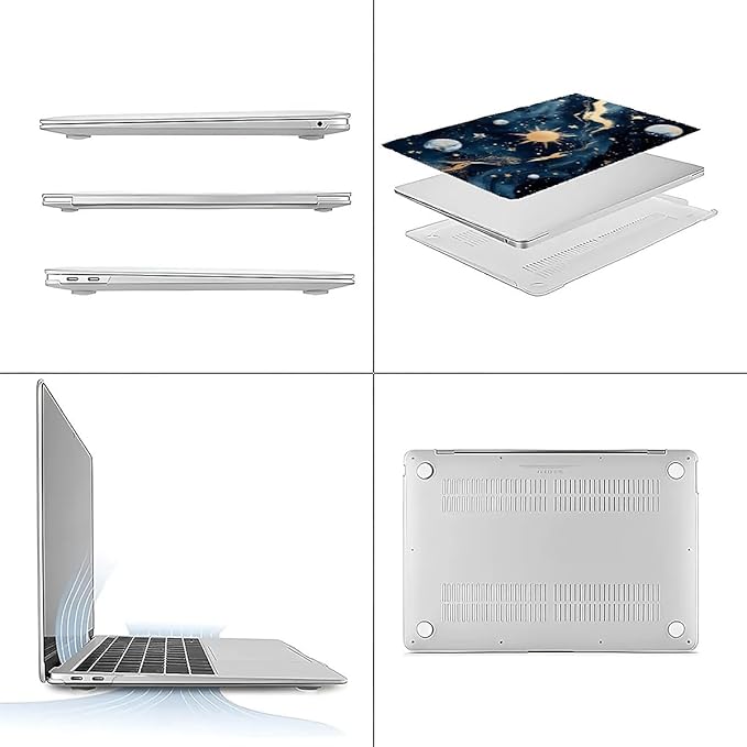 Compatible with MacBook Air 13.3 13.6 Inch Case 2022 2021 2020 2019 Plastic Hard Shell Case Cover,13.3 Pro(A1706/A1708/A1989/A2159/A2289/A2338), Moon and Sun