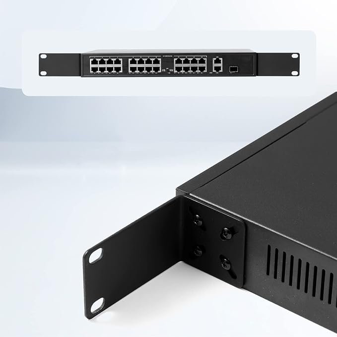Rack Mount Kit for 12.6 inch Switches, Adjustable Rack Ears for Netgear, Cisco, D-Link, TRENDnet and Dell Products, Mount 12.6" Wide to 19" Equipment, Adjustable Hole Distance 14-30mm
