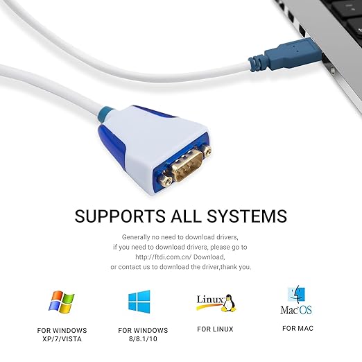USB to DB9 Male RS232 Serial Converter Cable for Us232R Converter Adapter Cable with Chip FT232RQ -Supports All Computer Systems, Up to 1M Transmission Rate, 1M(3.28ft) Long,No Driver Needed