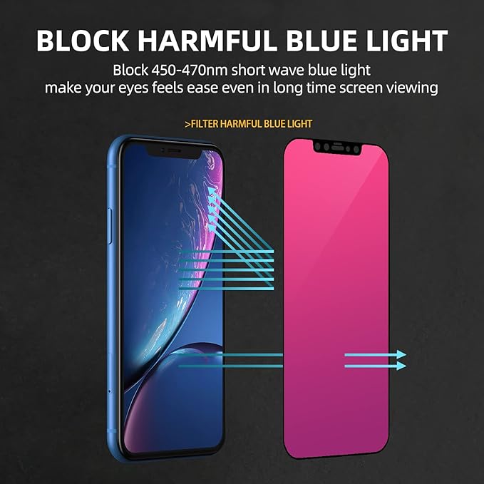 EGKimBa Privacy Screen Protector compatible with iPhone 12 Pro Max, 6.7 inch Gradient Colorful Electroplated Anti-Spy Anti-Blue Light Easy Installation Tempered Glass